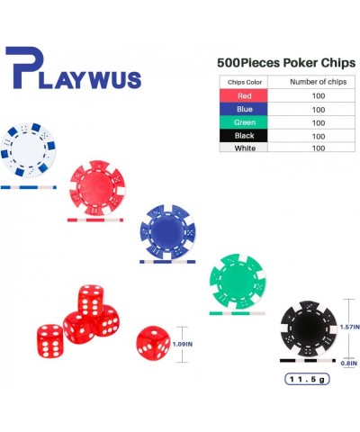 Poker Set 500 Pcs Poker Chip Set with Aluminum Case Travel Poker Set with 11.5 Gram Iron Chips Cards and Dice for Texas Holde...