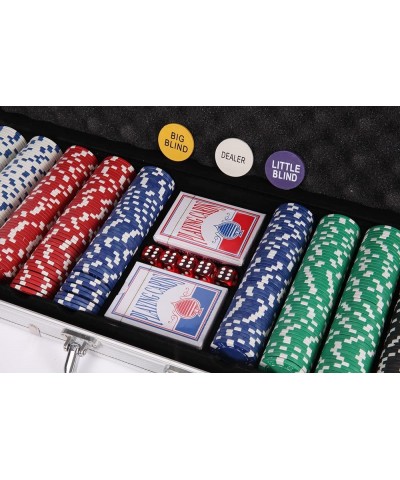 Poker Set 500 Pcs Poker Chip Set with Aluminum Case Travel Poker Set with 11.5 Gram Iron Chips Cards and Dice for Texas Holde...