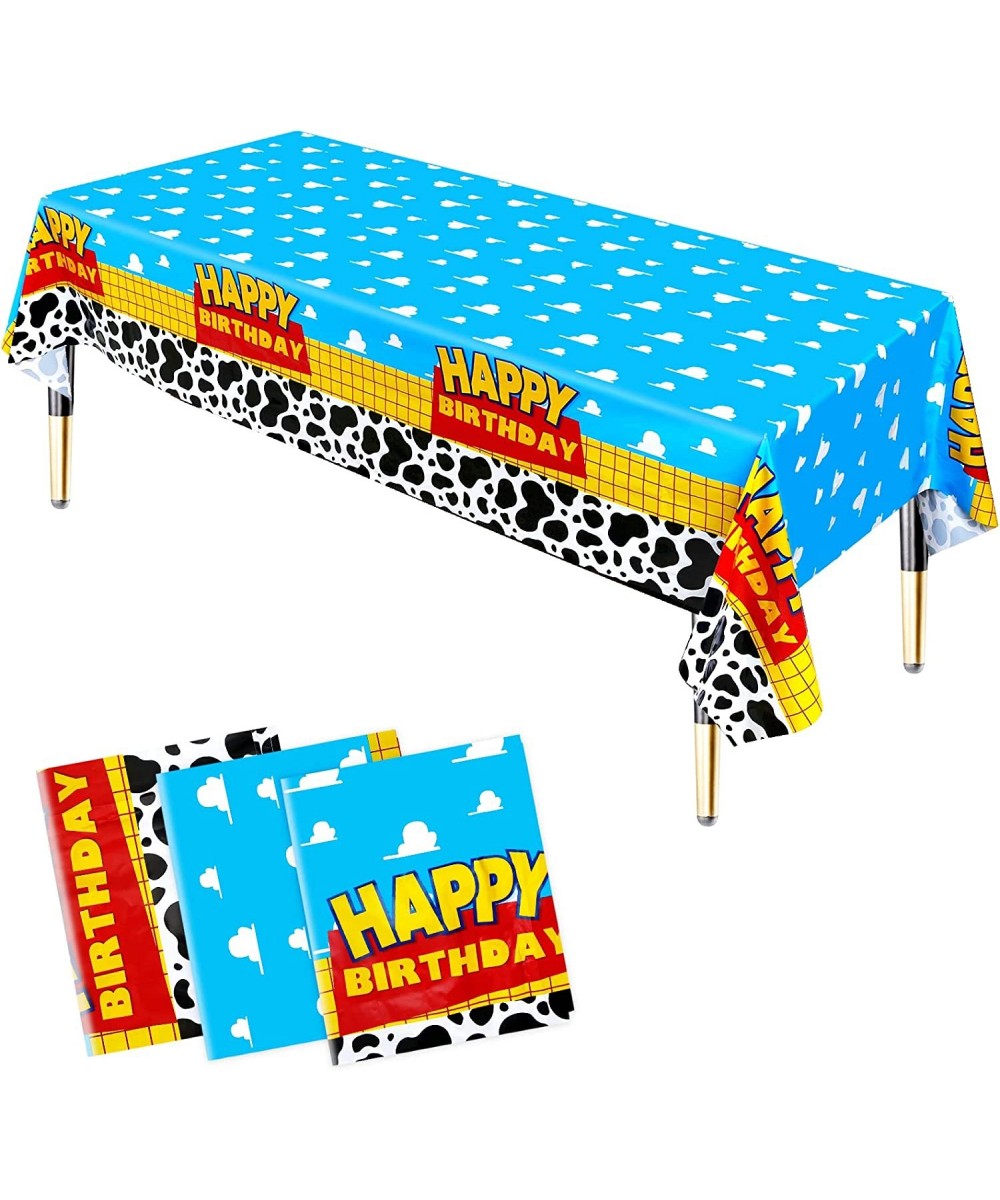 3 Pack Cartoon Story Party Tablecloths Disposable Blue Sky White Cloud Plastic Table Cover for Birthday Party Decorations 86....