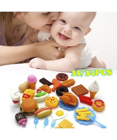 Play Food for Kids Plastic Fast Food Playset Mini Hamburg French Fries Hot Dog Ice Cream Cola Food Toy Play Kitchen Toy Fast ...