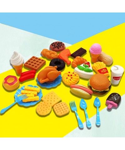 Play Food for Kids Plastic Fast Food Playset Mini Hamburg French Fries Hot Dog Ice Cream Cola Food Toy Play Kitchen Toy Fast ...