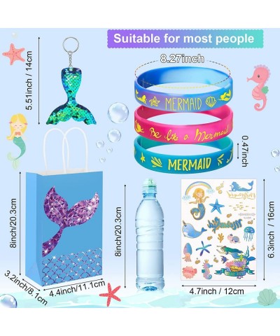 36 Pieces Mermaid Party Favors Supplies Set Mermaid Party Goodie Bags Mermaid Bracelets Mermaid Tail Keychains for Kids Girls...