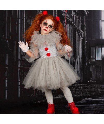 Toddler Kids Circus Clown Tulle Tutu Cosplay Halloween Skirt Set Fancy Pennywise Party Carnival Photo Shoot Dress Up Costume ...