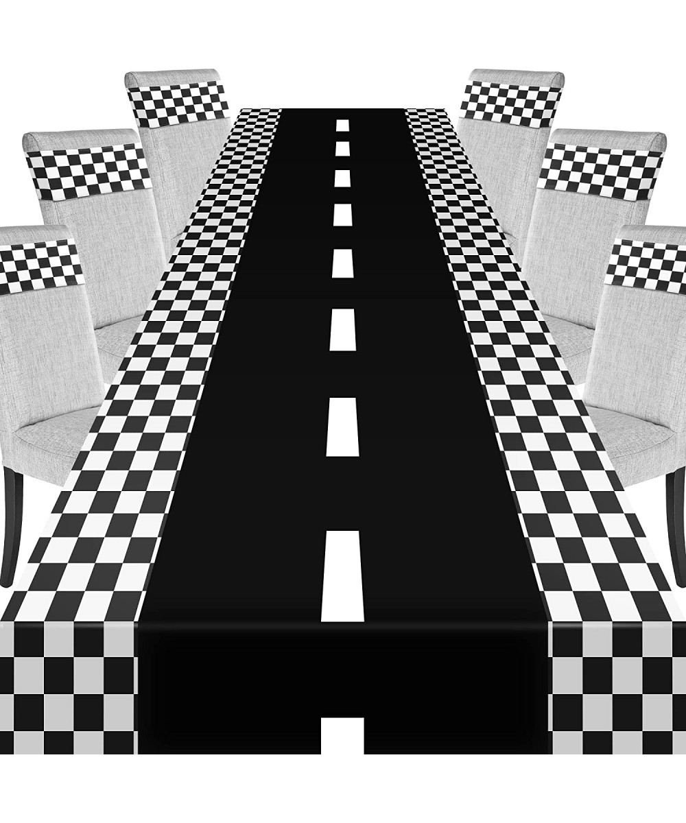 Checkered Racing Party Decorations Black White Racing Car Party Supplies Including Plastic Checkered Flag Tablecloth Table Co...