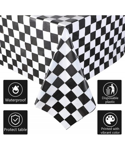 Checkered Racing Party Decorations Black White Racing Car Party Supplies Including Plastic Checkered Flag Tablecloth Table Co...