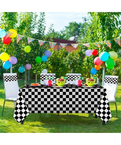 Checkered Racing Party Decorations Black White Racing Car Party Supplies Including Plastic Checkered Flag Tablecloth Table Co...