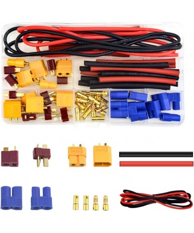 62 Pcs T-Plug EC3 XT60 Male and Female Adapter Connector with Silicone Wire and Heat Shrink Tube Replacement for RC ESC Lipo ...