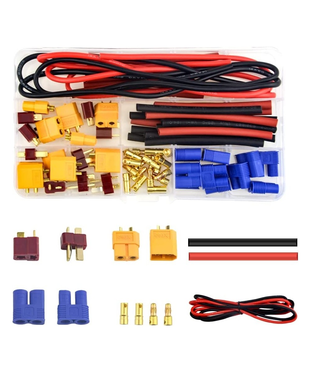 62 Pcs T-Plug EC3 XT60 Male and Female Adapter Connector with Silicone Wire and Heat Shrink Tube Replacement for RC ESC Lipo ...