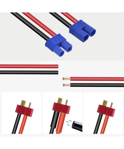 62 Pcs T-Plug EC3 XT60 Male and Female Adapter Connector with Silicone Wire and Heat Shrink Tube Replacement for RC ESC Lipo ...