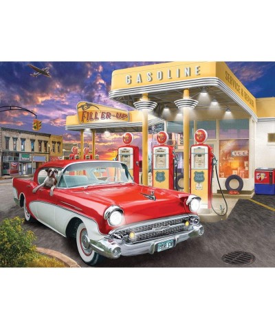 - 500 Piece Jigsaw Puzzle for Adults 18" x 24" - Fill'er Up - 500 pc Old Fashioned Gas Station Car Jigsaw by Artist Bigelow I...