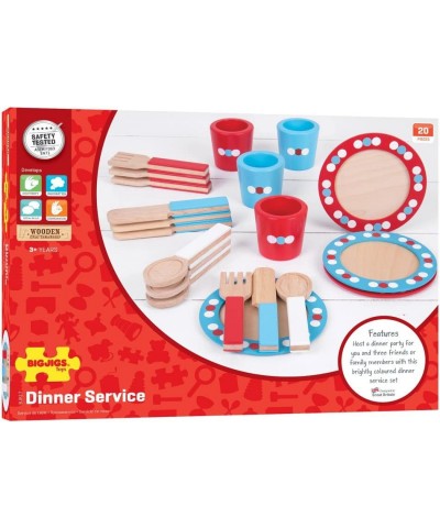 Role Play Dinner Service Tea Set - Kids Tea Set with Toddler Cutlery Toy Kitchen Accessories for Wooden Play Kitchen Toy Plat...