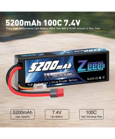 7.4V 100C 5200mAh 2S Lipo Battery Deans T Connector with Housing for RC Car Truck Vehicle Buggy Losi 1/10 Scale Racing Model ...