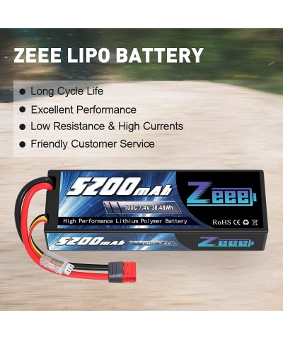 7.4V 100C 5200mAh 2S Lipo Battery Deans T Connector with Housing for RC Car Truck Vehicle Buggy Losi 1/10 Scale Racing Model ...