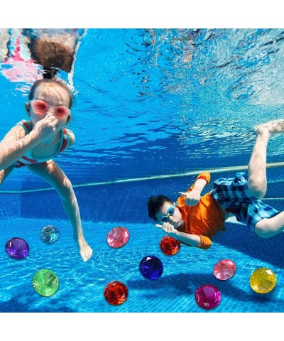 Diving Gem Pool Toy 6 Big Colorful Diamonds Set with Treasure Pirate Box Summer Swimming Gem Diving Toys Set Dive Throw Toy S...