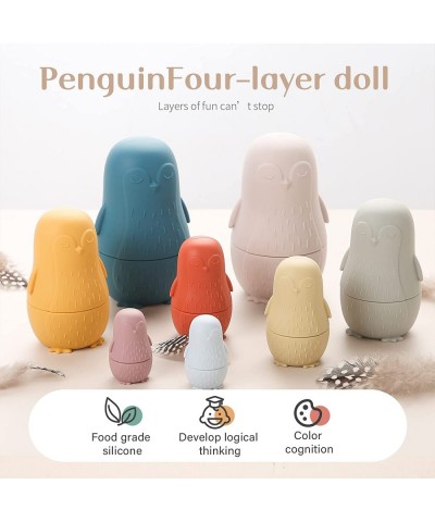 4 Pieces Russian Nesting Dolls Penguins Shape Silicone Matryoshka Doll Montessori Educational Toy Stacking Nesting Doll Toys ...