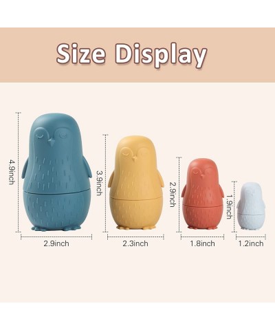 4 Pieces Russian Nesting Dolls Penguins Shape Silicone Matryoshka Doll Montessori Educational Toy Stacking Nesting Doll Toys ...