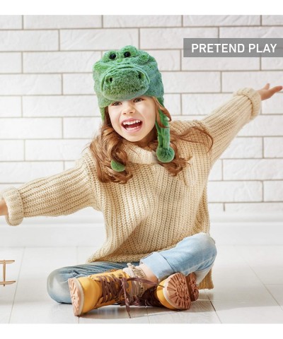 DolliBu Green Alligator Plush Hat - Super Soft Warm Hat With Ear Flaps Funny Plush Party Crazy Hat Stuffed Animal Gator Hallo...