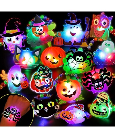 15Pcs Halloween Gifts for Toddlers Kids Prizes Halloween Bracelets LED Light Up Toys for Halloween Party Favors Glow in The D...