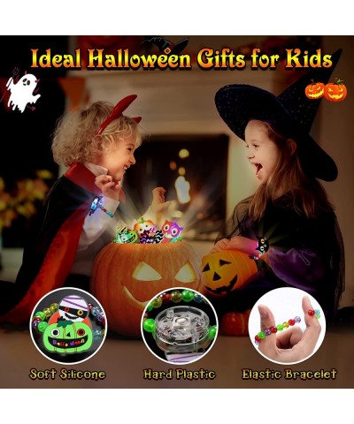 15Pcs Halloween Gifts for Toddlers Kids Prizes Halloween Bracelets LED Light Up Toys for Halloween Party Favors Glow in The D...