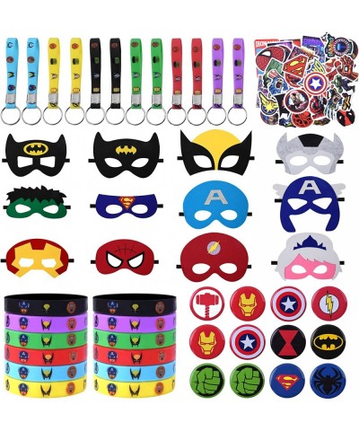 98 Superhero Party Favors A Complete Set of Superhero Party Favors Including 50 Stickers 12 Brooches 12 Superhero Masks 12 Ke...