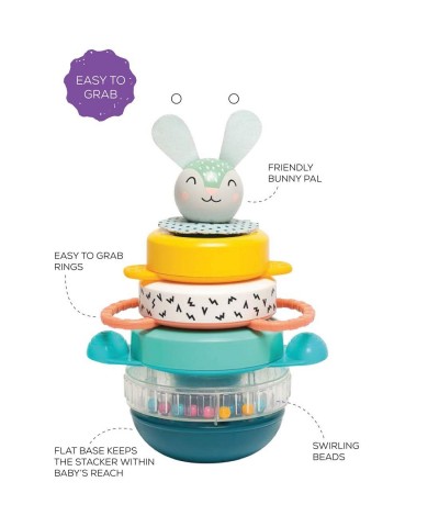 Hunny Bunny Baby Stacker – 5 Pieces Captivating Stacker Rings and a Friendly Bunny Character – BPA Free Developmental Toddler...