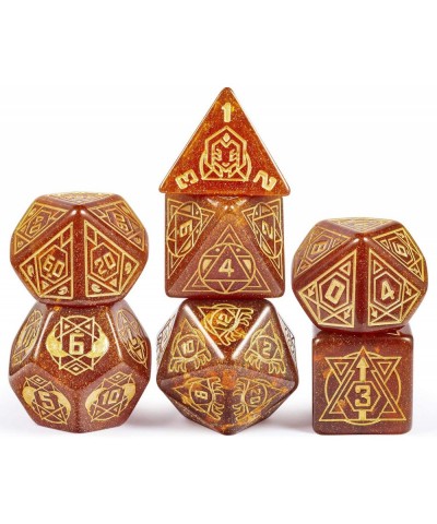 DND Dice Set 25mm Glitter Constellation Dice Set with Metal Case for D&D Dungeons and Dragons Role Playing Game (Orange Brown...