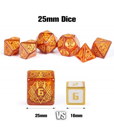 DND Dice Set 25mm Glitter Constellation Dice Set with Metal Case for D&D Dungeons and Dragons Role Playing Game (Orange Brown...