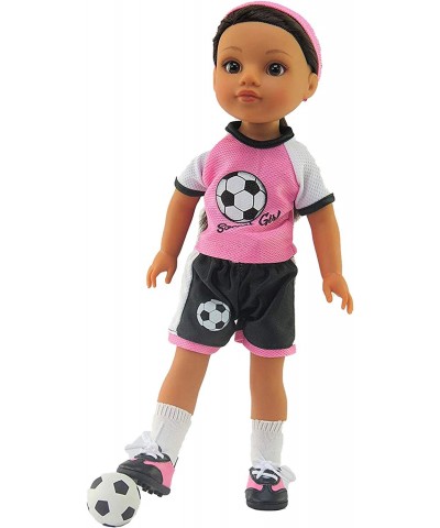 Doll Clothing Pink Soccer Outfit with Soccer Ball | Compatible with 14 Inch Wellie Wisher $29.24 Doll Accessories