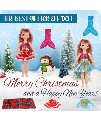 8 Pieces Christmas Elf Doll Clothes Santa Elf Doll Couture Clothing Accessories Set Include Mermaid Tail Dresses Skirt Nightg...