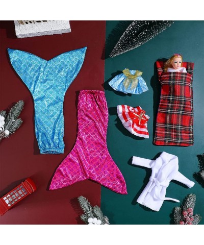 8 Pieces Christmas Elf Doll Clothes Santa Elf Doll Couture Clothing Accessories Set Include Mermaid Tail Dresses Skirt Nightg...