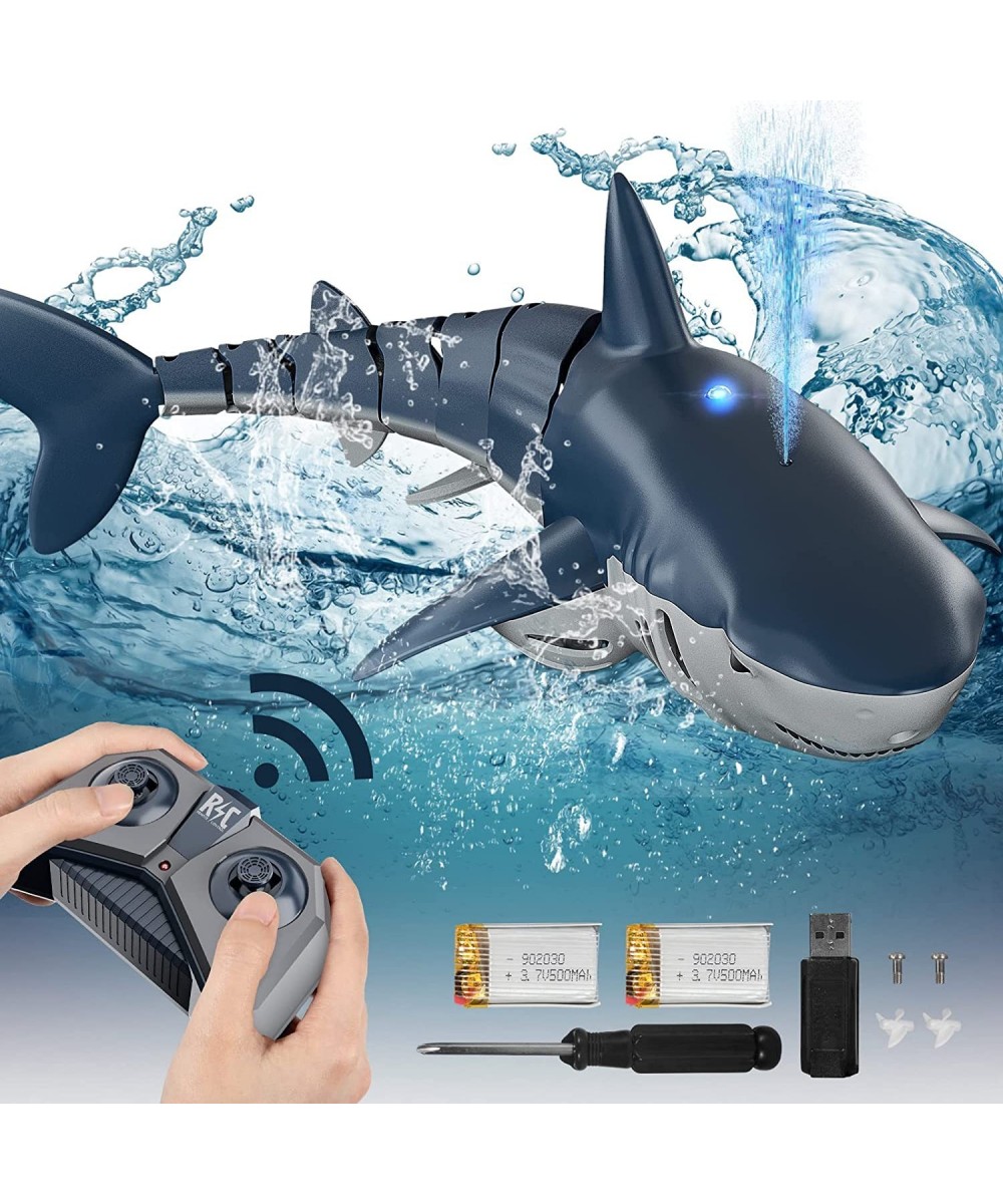 Remote Control Shark 1:18 High Simulation Scale Robot Fish with Light & Spray Water for Lake Bathroom Swimming Pool Toys for ...