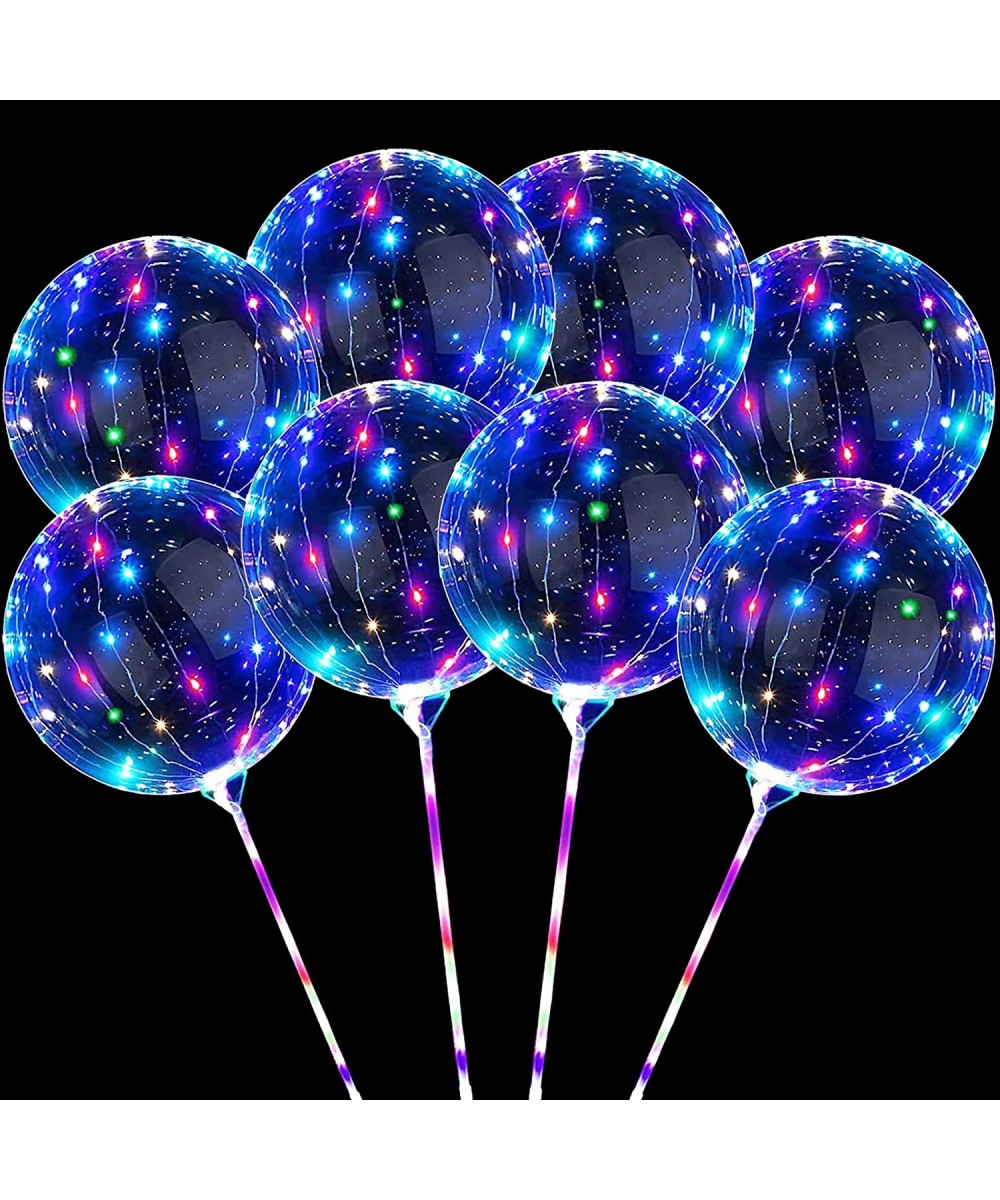 LED Balloons Light Up Balloons - 10 Pack LED Balloons with Sticks Clear Bobo Balloons with Lights 20 Inch Bubble Balloons wit...