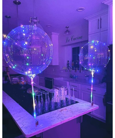 LED Balloons Light Up Balloons - 10 Pack LED Balloons with Sticks Clear Bobo Balloons with Lights 20 Inch Bubble Balloons wit...