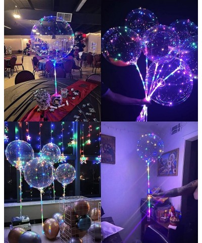 LED Balloons Light Up Balloons - 10 Pack LED Balloons with Sticks Clear Bobo Balloons with Lights 20 Inch Bubble Balloons wit...