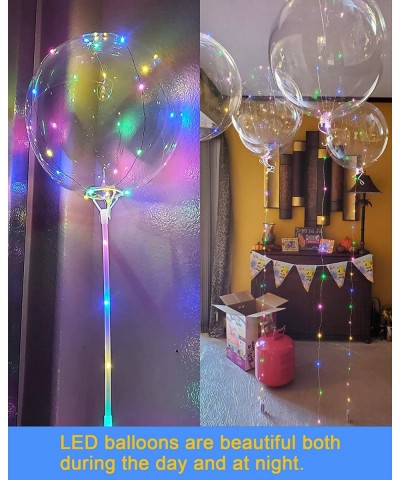 LED Balloons Light Up Balloons - 10 Pack LED Balloons with Sticks Clear Bobo Balloons with Lights 20 Inch Bubble Balloons wit...