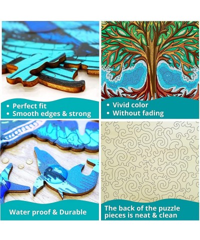 Wooden Puzzles for Adults Tree of Life Wooden Jigsaw Puzzles Unique Shape Wooden Animal Puzzle Creative Challenge for Adults ...