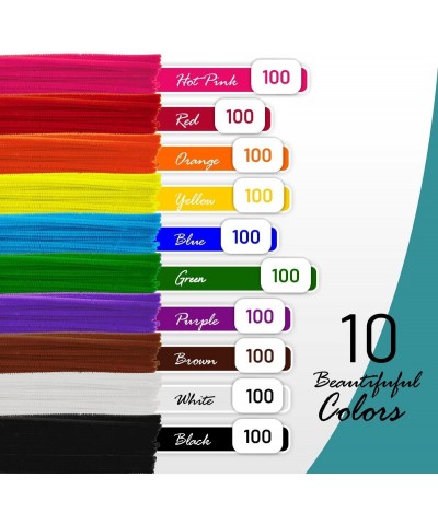 Pipe Cleaners - 100 Pc. Pipe Cleaner Assorted Colors 6" Chenille Stems with Clear Glue Pipe Cleaners Craft Fuzzy Sticks and G...