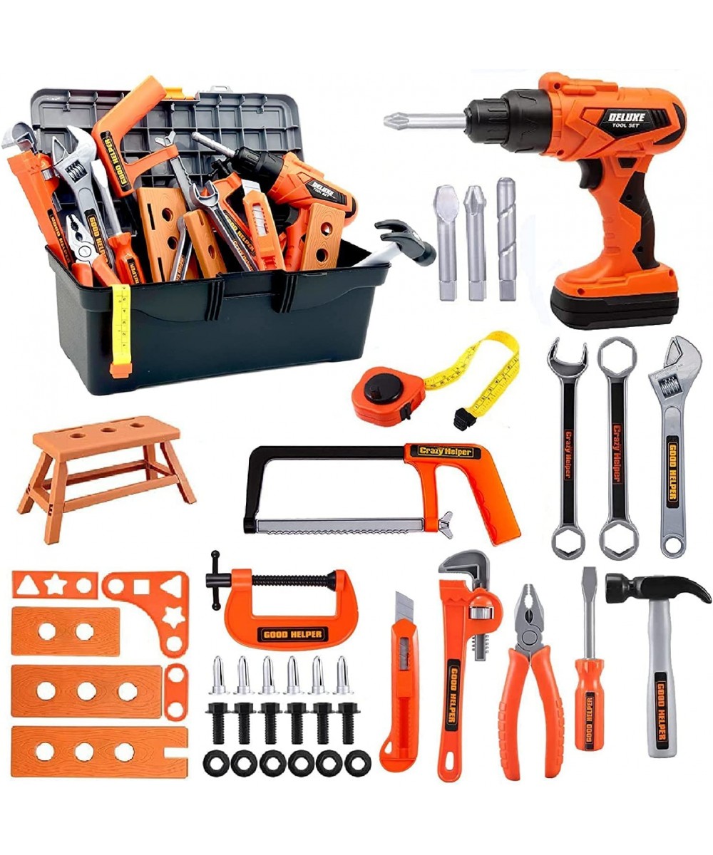 Kids Tool Set – 45 Piece Toddler Tool Set with Electronic Toy Drill& Tool Box Hammer Saw and More Construction Pretend Play T...