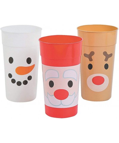 Holiday Faces Plastic Tumblers for Christmas - Party Supplies - Set of 12 $28.22 Kids' Party Tableware