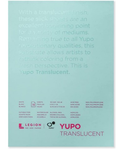 Legion Yupo Translucent Polypropylene Pad 5 x 7 inches 104lb 15 Sheets (L21-YPT153CL57) $15.12 Kids' Drawing & Writing Boards