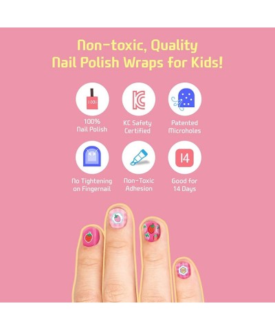 Premium Nail Wraps for Kids 3-6 Yo | 30 Non-Toxic Nail Polish Stickers That Let Nails Breathe | Patented Micro Holes for Safe...