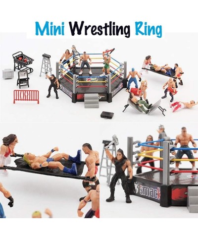 32-Piece Mini Wrestling Playset with Action Figures and Accessories - Kids Toy with Realistic Wrestlers - 2 Rings Included $2...