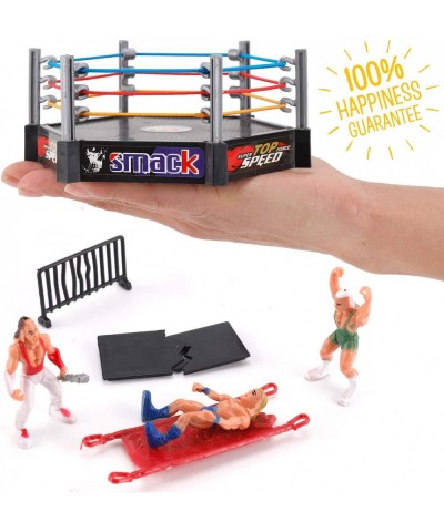 32-Piece Mini Wrestling Playset with Action Figures and Accessories - Kids Toy with Realistic Wrestlers - 2 Rings Included $2...