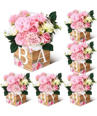 6 Pcs Baby Shower Decorations Girl Baby Flower Boxes Centerpiece Honey Floral Leaf Rustic Table Display with Letters Gender R...