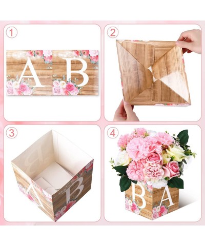 6 Pcs Baby Shower Decorations Girl Baby Flower Boxes Centerpiece Honey Floral Leaf Rustic Table Display with Letters Gender R...