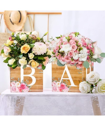 6 Pcs Baby Shower Decorations Girl Baby Flower Boxes Centerpiece Honey Floral Leaf Rustic Table Display with Letters Gender R...