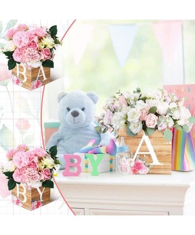 6 Pcs Baby Shower Decorations Girl Baby Flower Boxes Centerpiece Honey Floral Leaf Rustic Table Display with Letters Gender R...