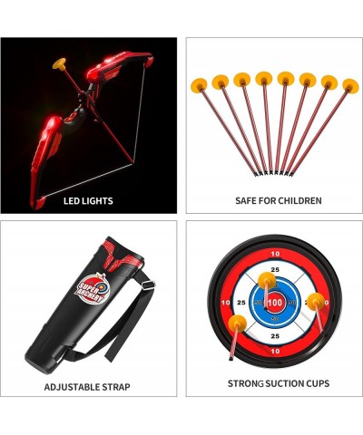 Bow and Arrow for Kids Toys with LED Lights - Archery Set Includes 1 Bow 8 Suction Cups Arrows Target and Quiver Play Indoor ...