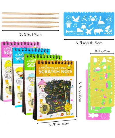 32 Pack Scratch Arts and Crafts Notebooks Scratch Note Pads Rainbow Scratch Paper with 8 Drawing Stencils for Kids Art Craft ...