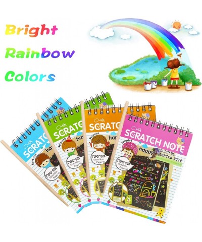 32 Pack Scratch Arts and Crafts Notebooks Scratch Note Pads Rainbow Scratch Paper with 8 Drawing Stencils for Kids Art Craft ...